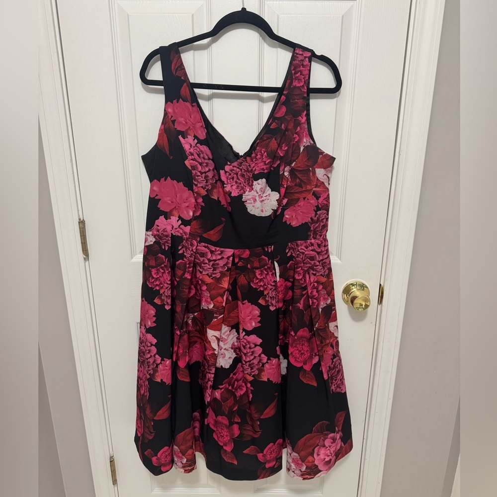 CITY CHIC TRENDY PLUS SIZE FIT FLARE RED CLARET